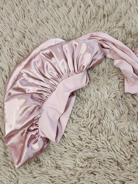 Yanibest- Silk Butter Satin Bonnet with Tie Band - Blush Pink